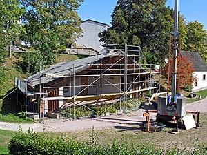 Dach der Konzertmuschel wird repariert