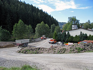 Arbeiten am Dorfplatz-Hauptsammler