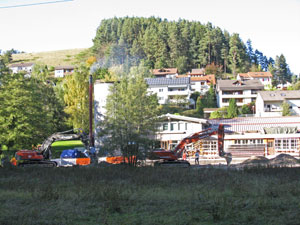 Arbeiten am Dorfplatz-Hauptsammler
