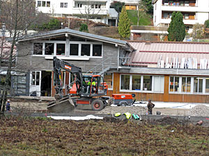 Arbeiten am Dorfplatz-Hauptsammler