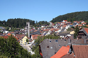 Blick vom evangelischen Kirchturm