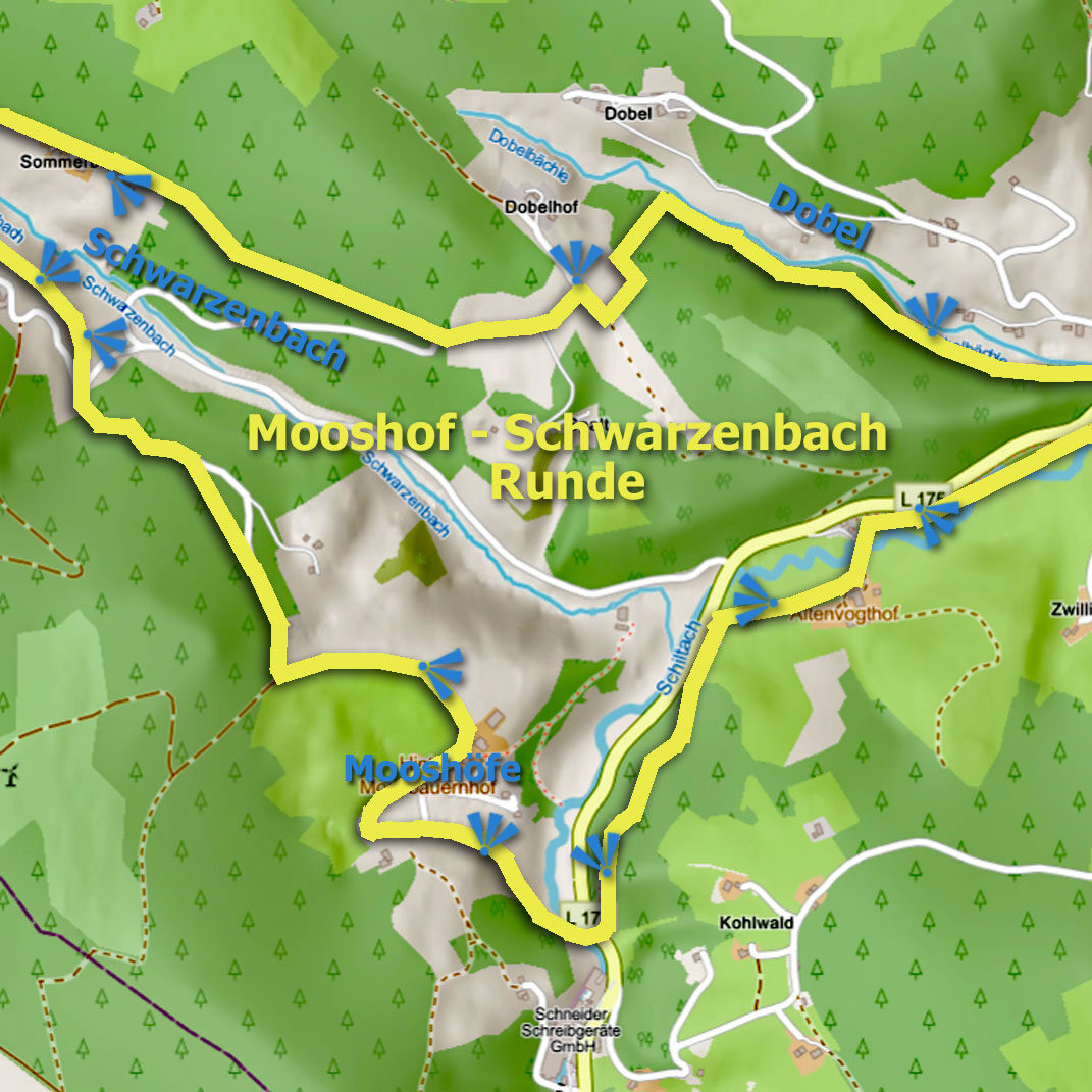 Karte Schwarzenbach Mooshof Runde