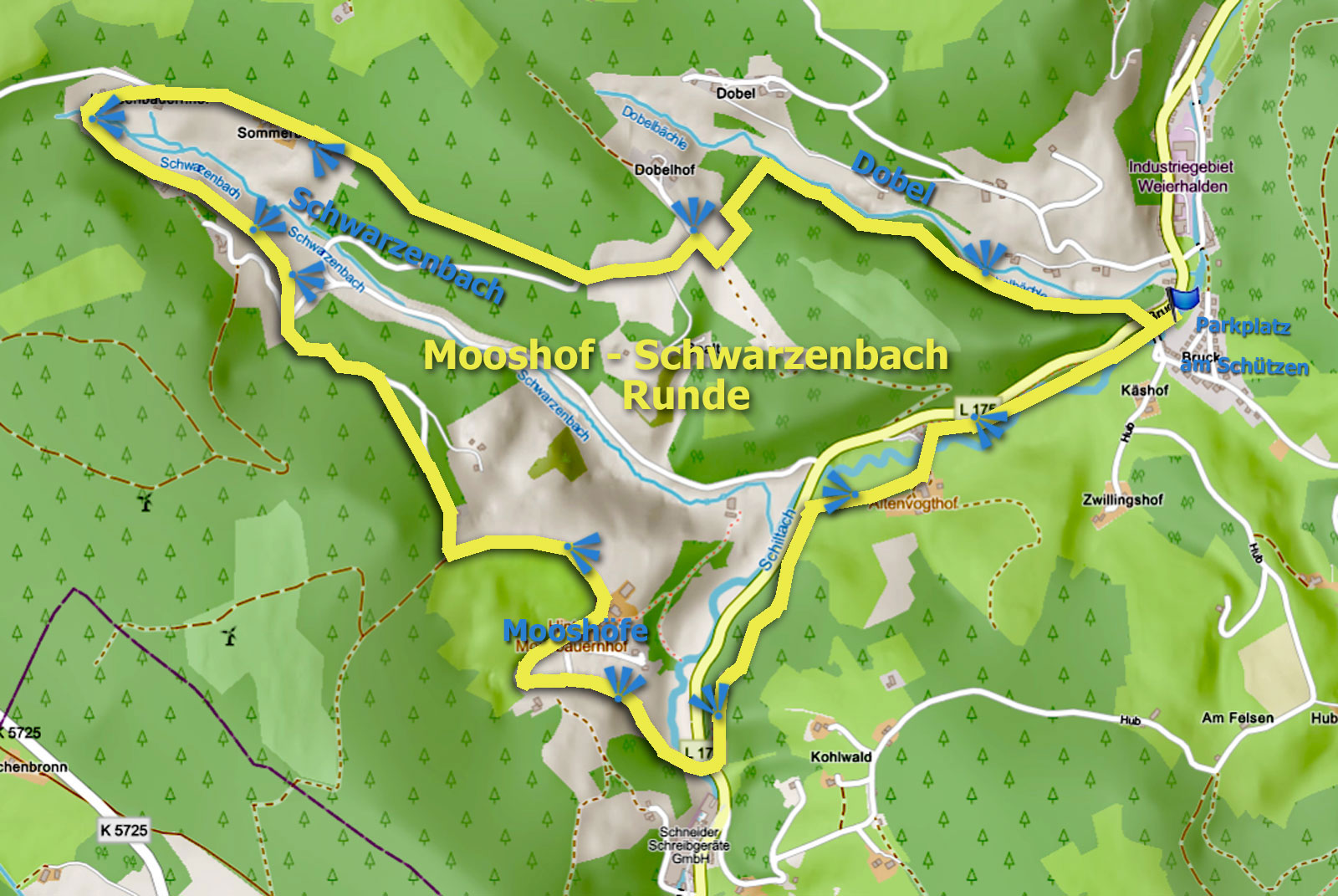 Karte Schwarzenbach Mooshof Runde