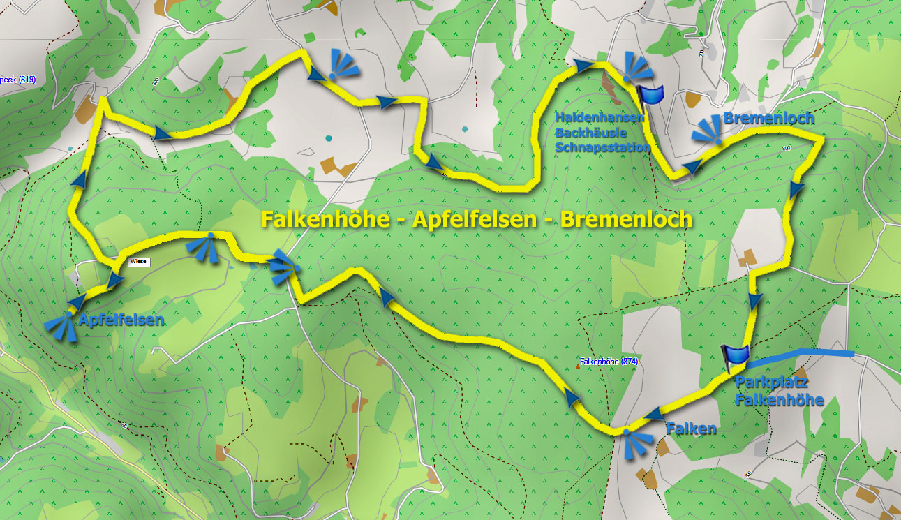 Karte Track Falkenhöhe - Apfelfelsen - Bremenloch