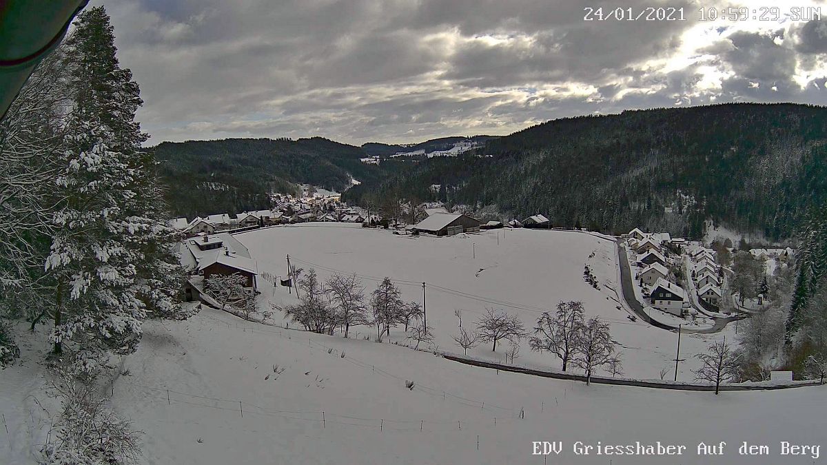 Schnee und eisiger Wind in Tennenbronn im Schwarzwald