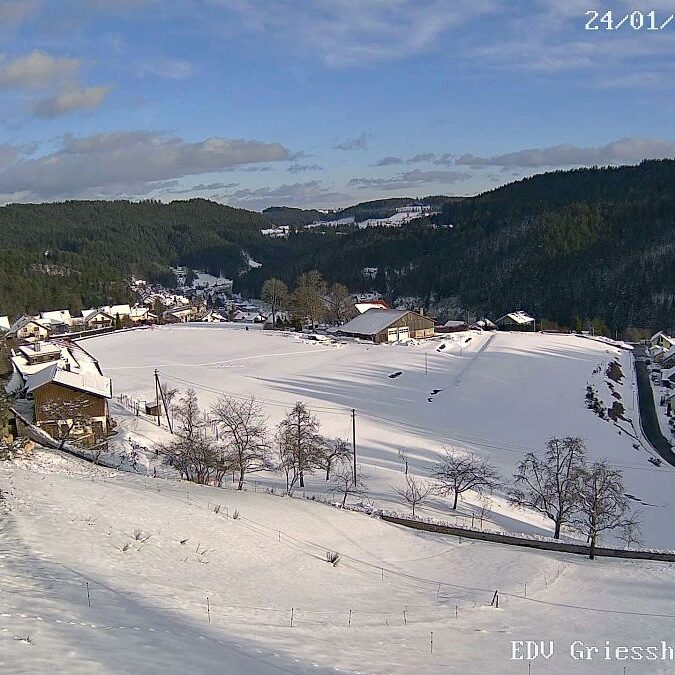 Schnee und eisiger Wind in Tennenbronn im Schwarzwald